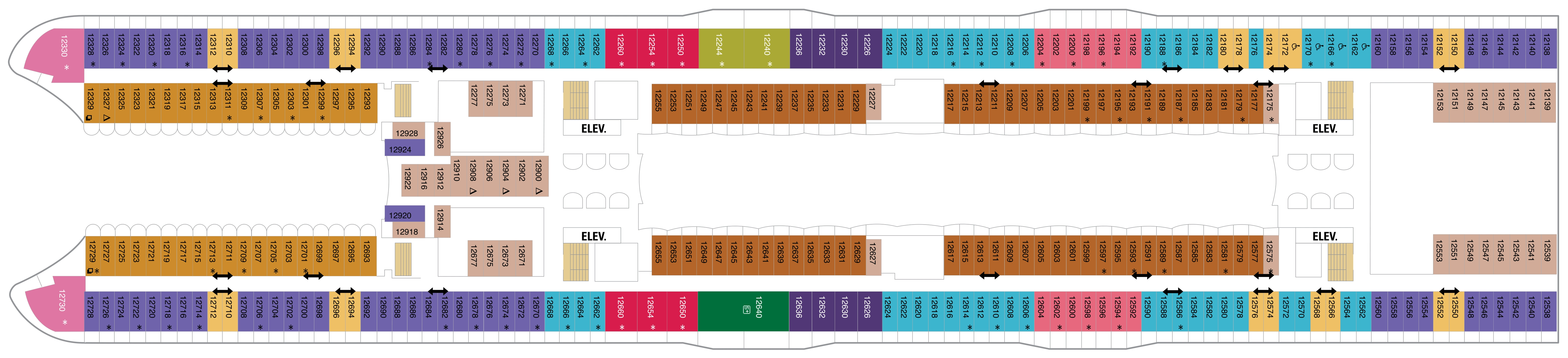 Harmony of the Seas, Deck 12: official cabin and venue layout