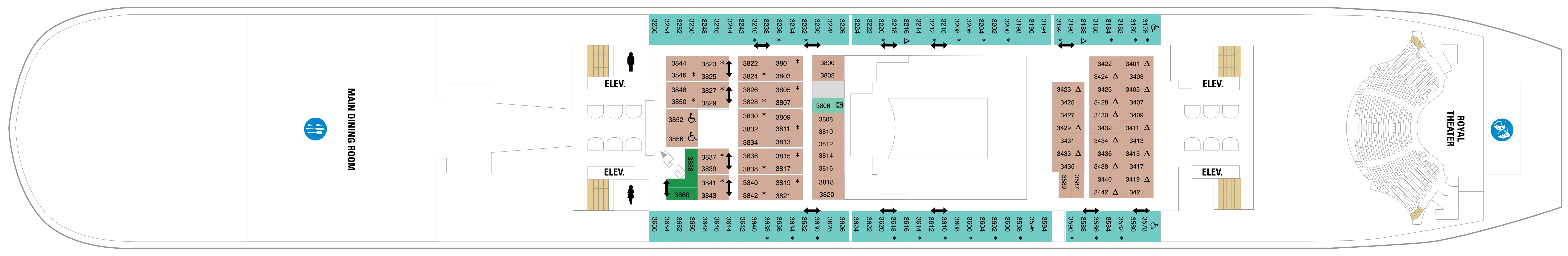 Harmony of the Seas, Deck 3: official cabin and venue layout