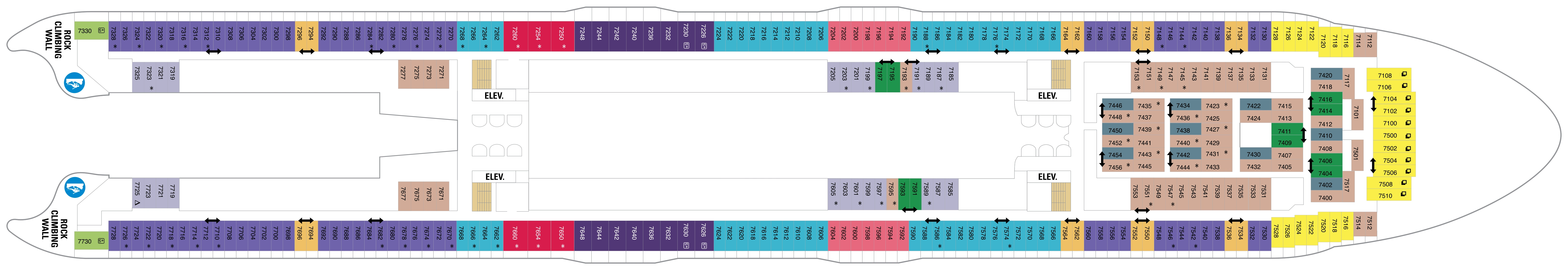 Harmony of the Seas, Deck 7: official cabin and venue layout