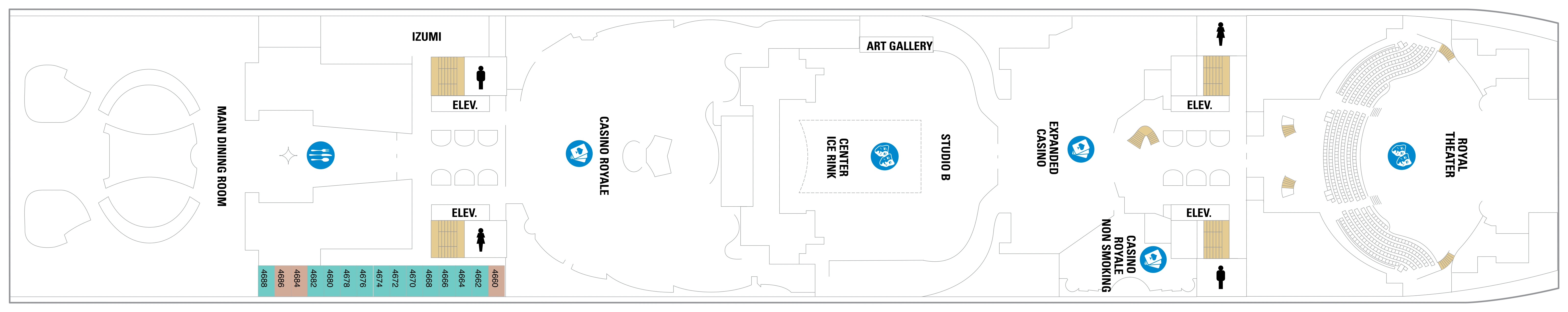 Harmony of the Seas, Deck 4: official cabin and venue layout