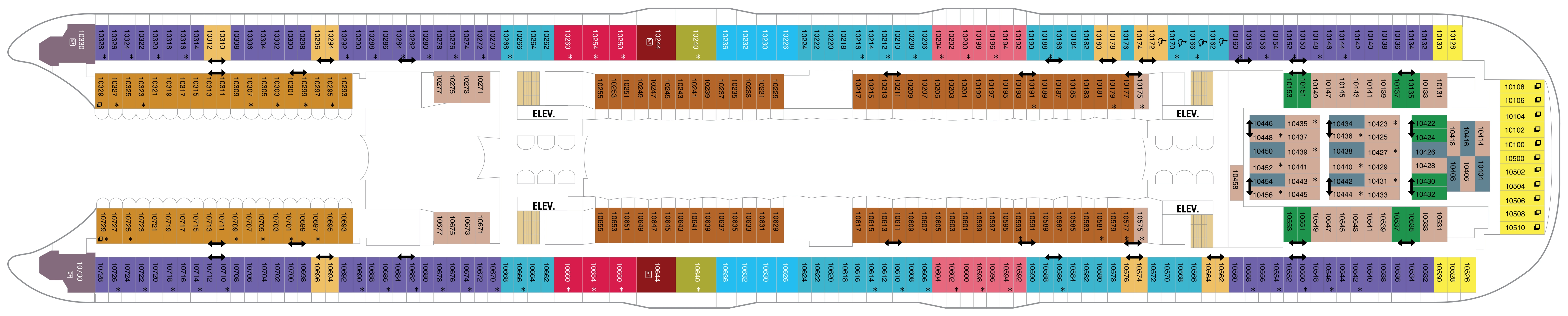 Harmony of the Seas, Deck 10: official cabin and venue layout