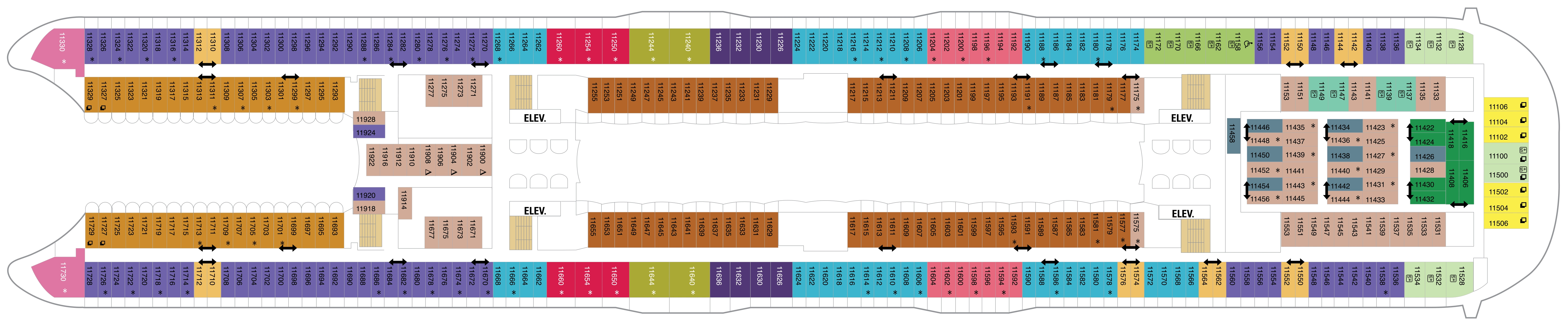 Harmony of the Seas, Deck 11: official cabin and venue layout