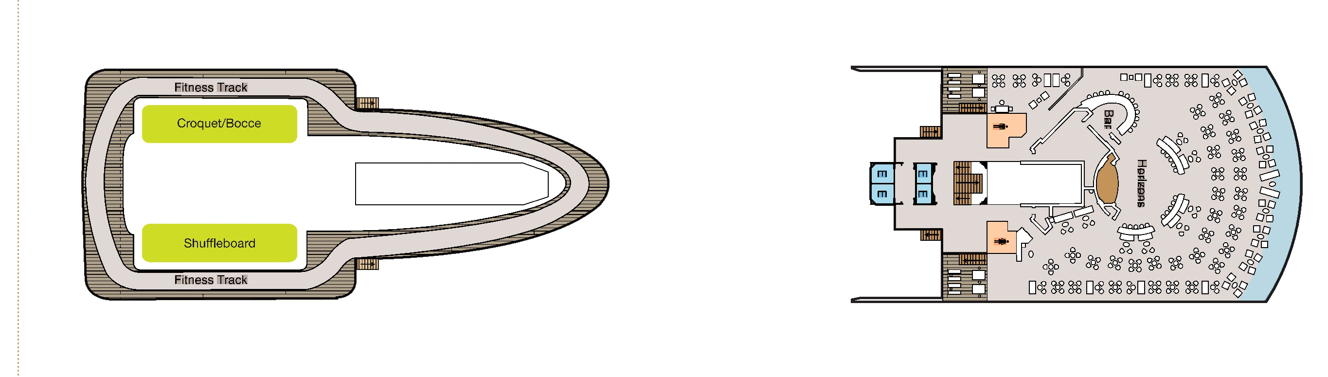 Oceania Marina, Deck 15: official cabin and venue layout