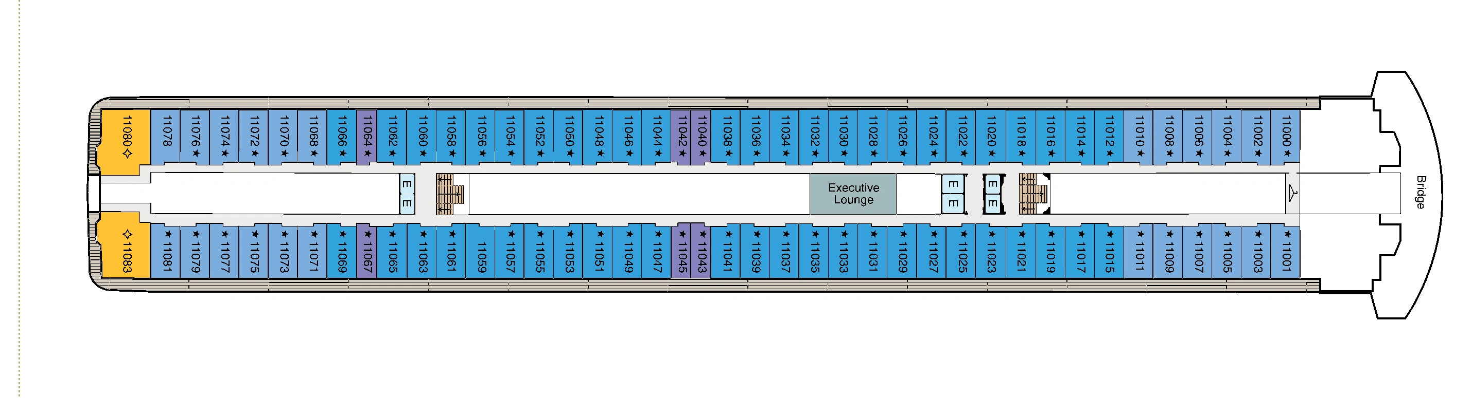 Oceania Marina, Deck 11: official cabin and venue layout