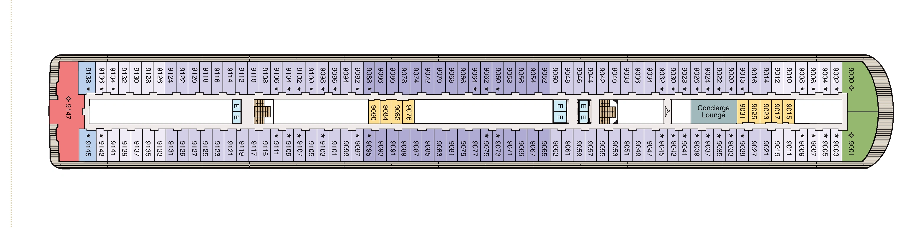 Oceania Marina, Deck 9: official cabin and venue layout