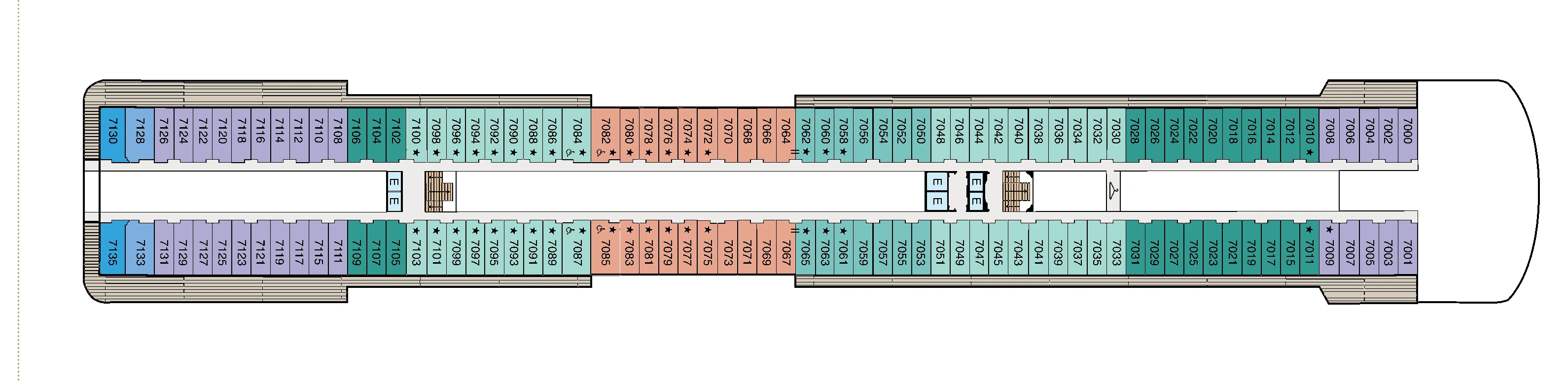 Oceania Marina, Deck 7: official cabin and venue layout