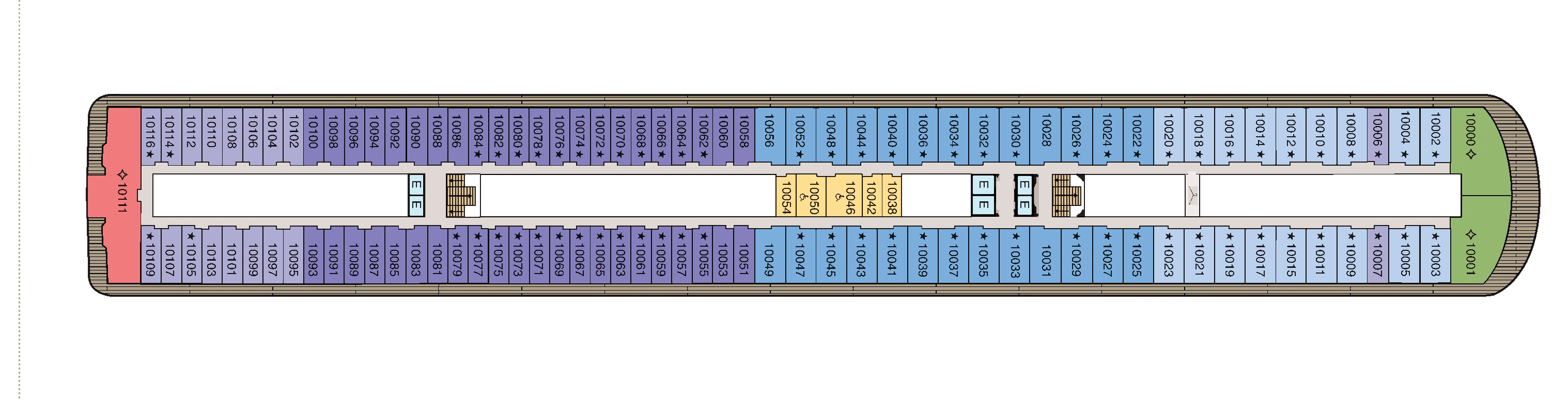 Oceania Marina, Deck 10: official cabin and venue layout