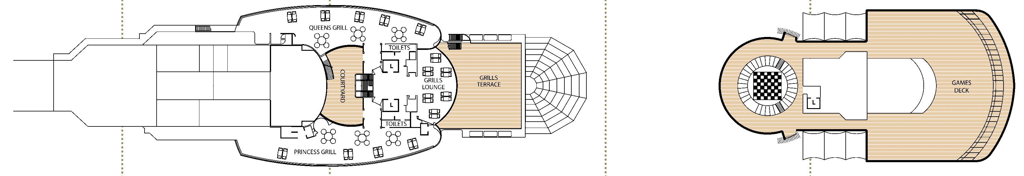Queen Elizabeth, Deck 11: official cabin and venue layout