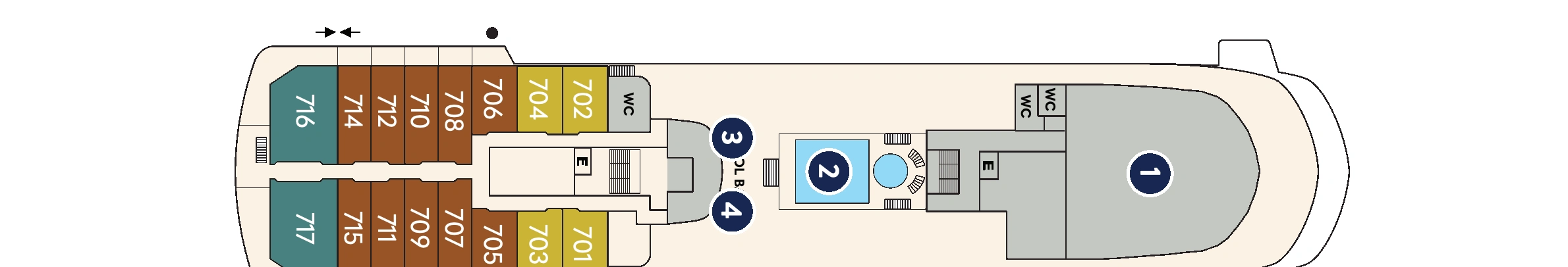 Star Explorer, Deck 7: official cabin and venue layout