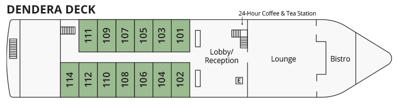 S.S. Sphinx, Deck 2: official cabin and venue layout