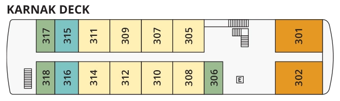 S.S. Sphinx, Deck 4: official cabin and venue layout