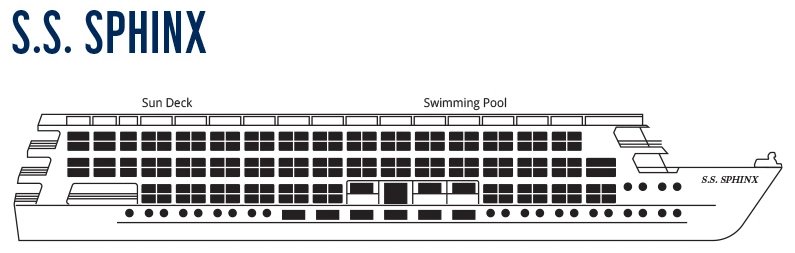 S.S. Sphinx, Deck 5: official cabin and venue layout