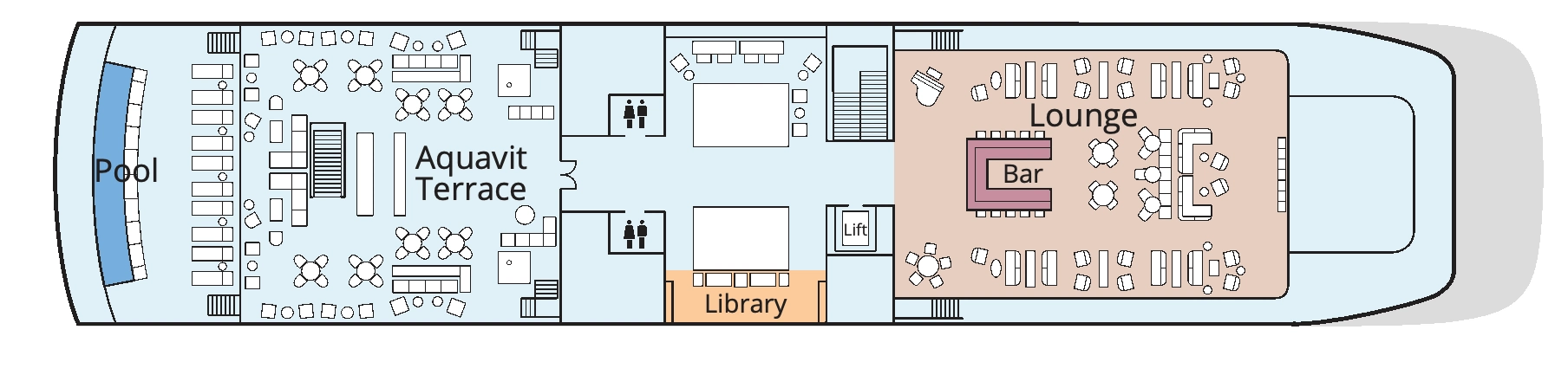 Viking Hathor, Deck 4: official cabin and venue layout