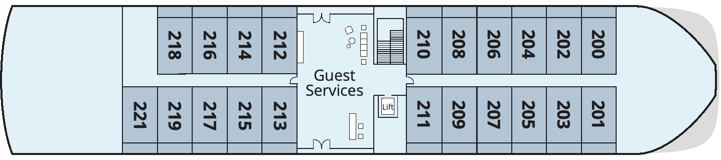 Viking Aton, Deck 2: official cabin and venue layout