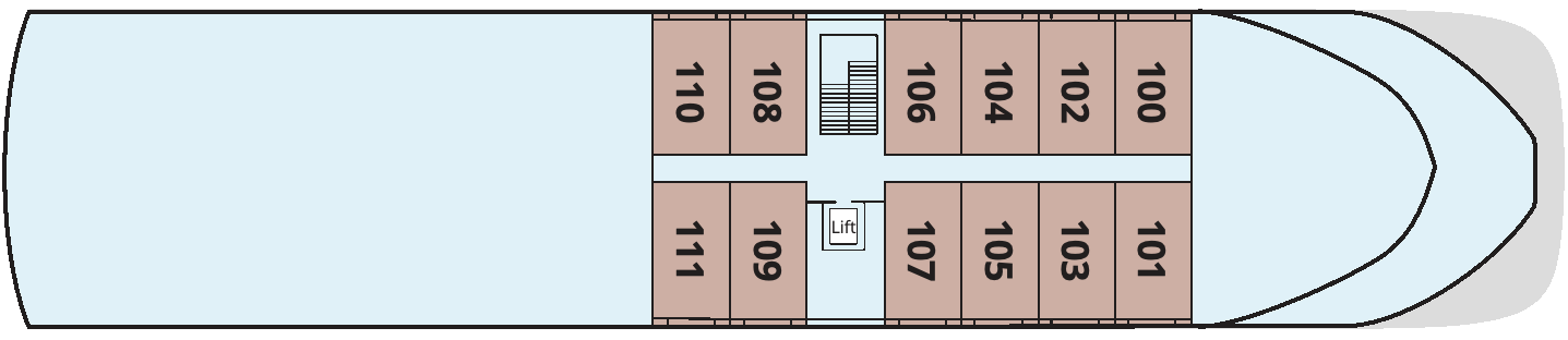Viking Aton, Deck 1: official cabin and venue layout