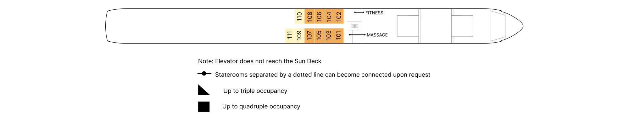 AmaMora, Deck 1: official cabin and venue layout