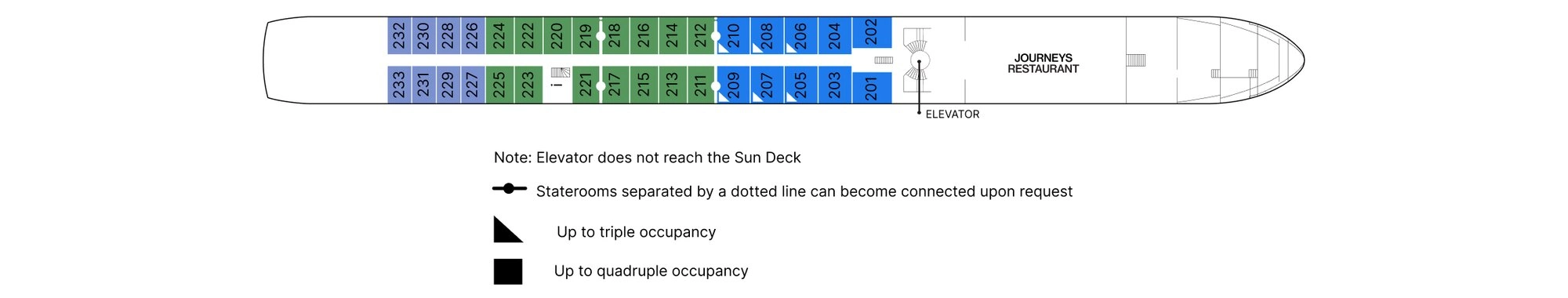 AmaMora, Deck 2: official cabin and venue layout