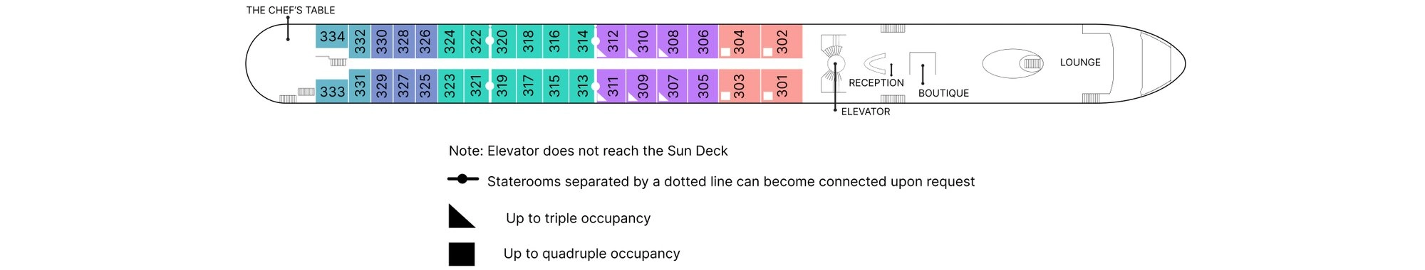 AmaMora, Deck 3: official cabin and venue layout