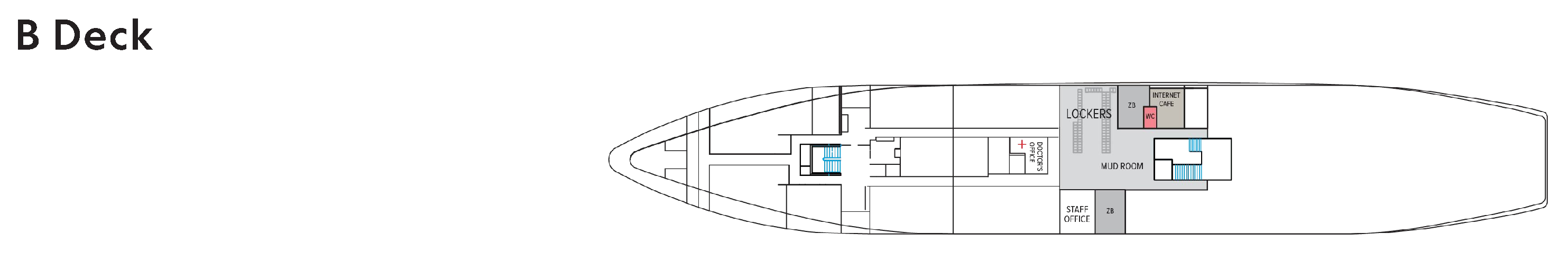 National Geographic Explorer, Deck 1: official cabin and venue layout