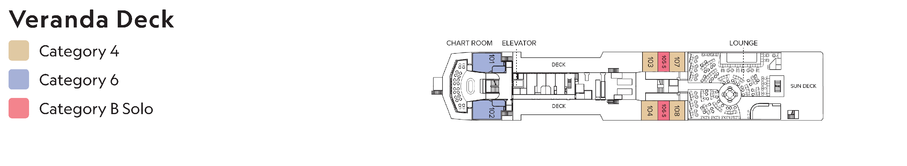 National Geographic Explorer, Deck 4: official cabin and venue layout