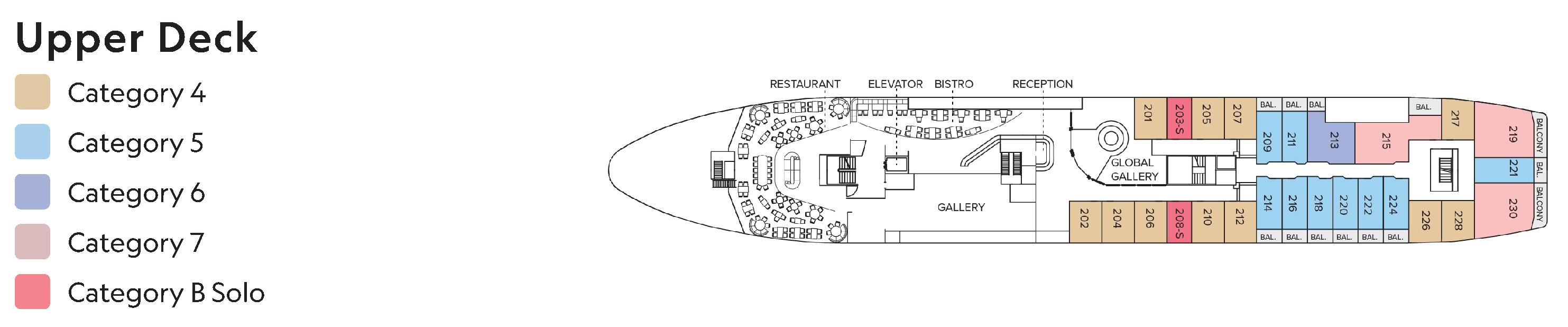 National Geographic Explorer, Deck 3: official cabin and venue layout