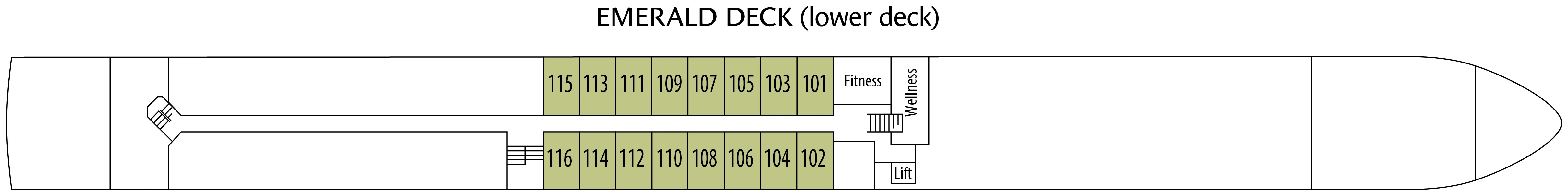 William Wordsworth, Deck 1: official cabin and venue layout