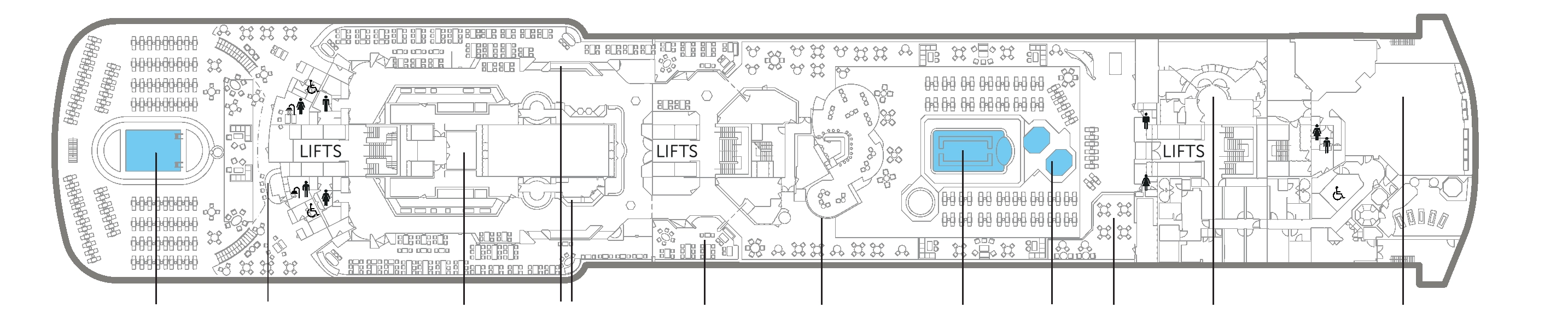 Bolette, Deck 8: official cabin and venue layout