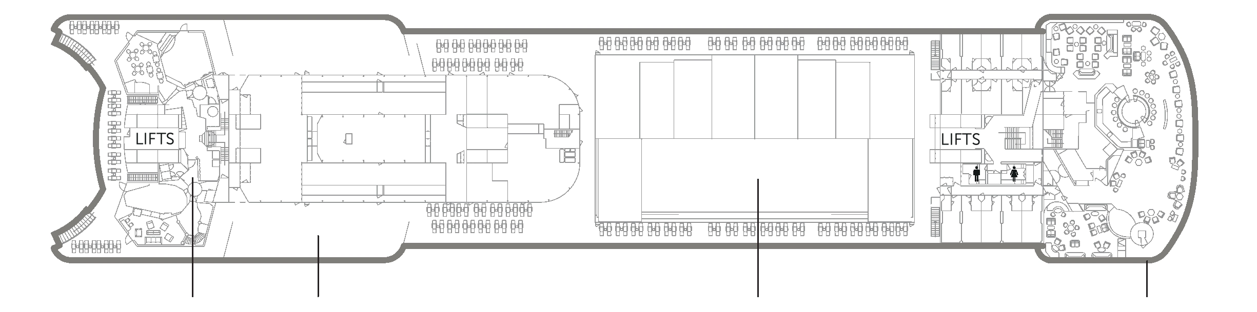 Bolette, Deck 9: official cabin and venue layout