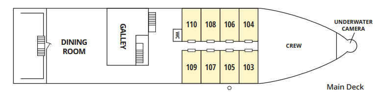 Safari Voyager, Deck 1: official cabin and venue layout