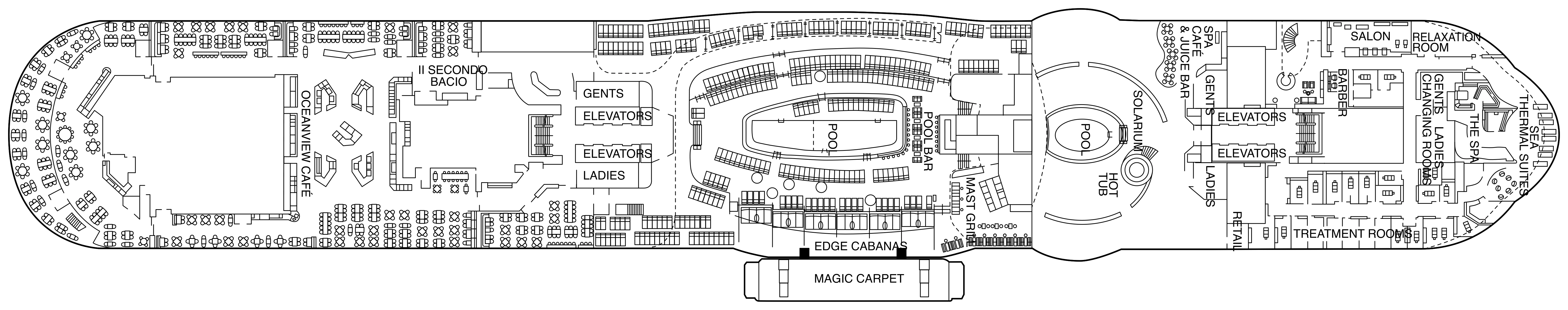 Celebrity Edge, Deck 14: official cabin and venue layout