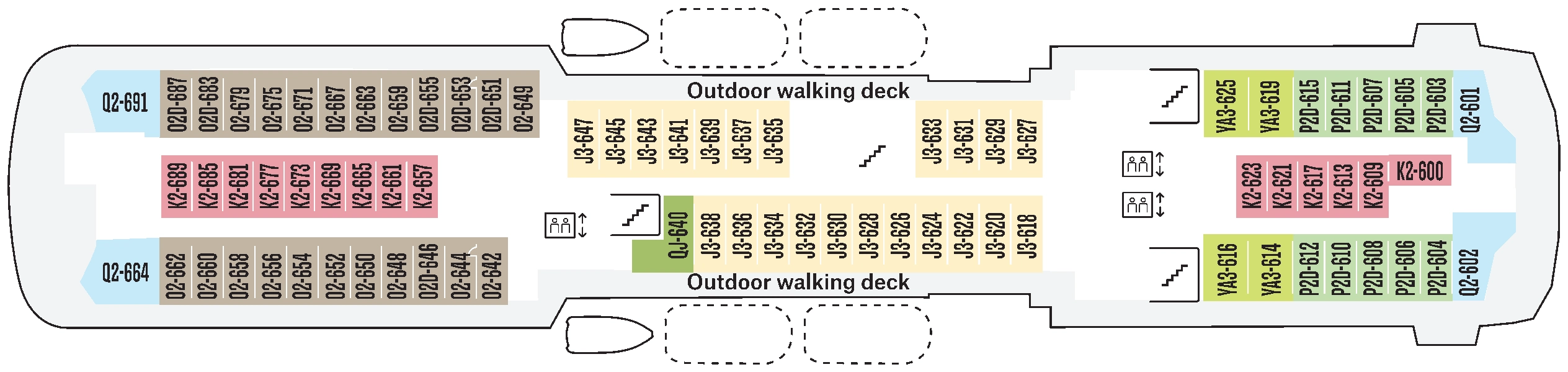 Trollfjord, Deck 6: official cabin and venue layout