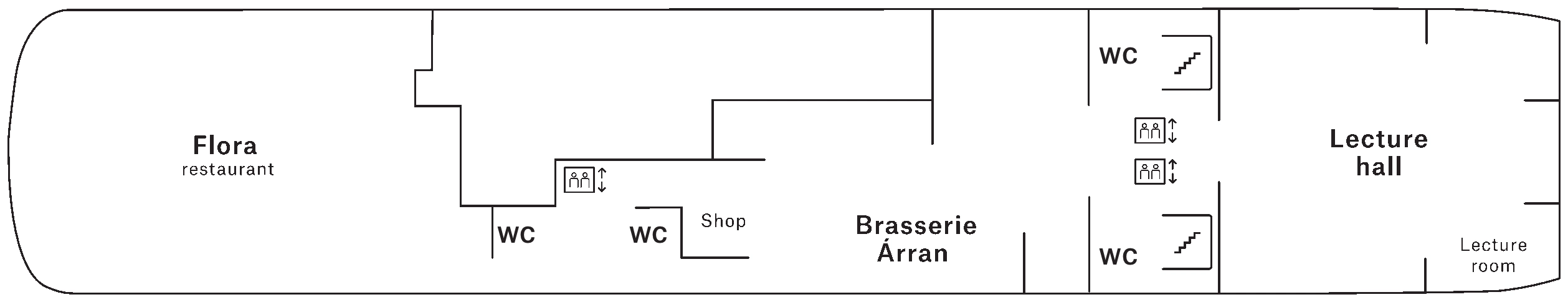 Trollfjord, Deck 5: official cabin and venue layout