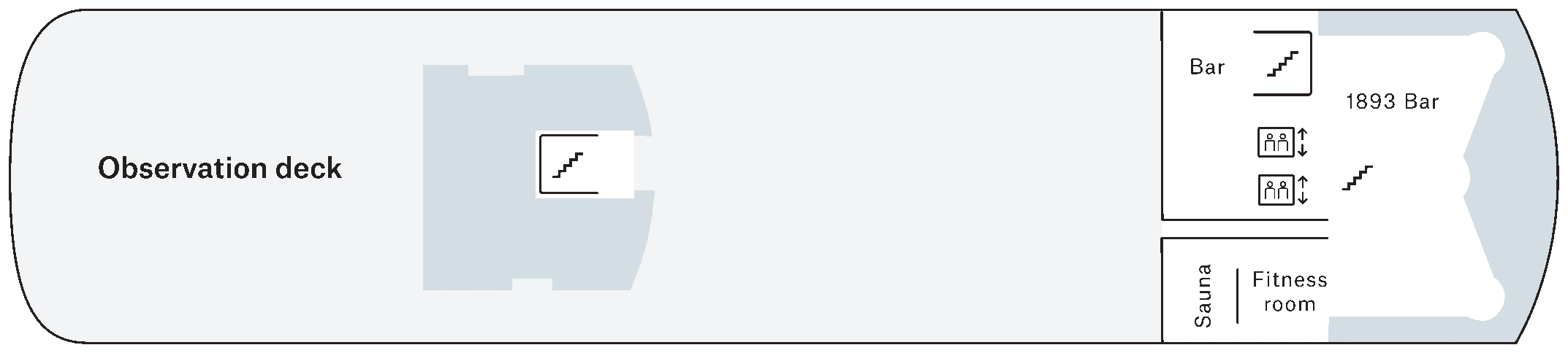 Trollfjord, Deck 9: official cabin and venue layout