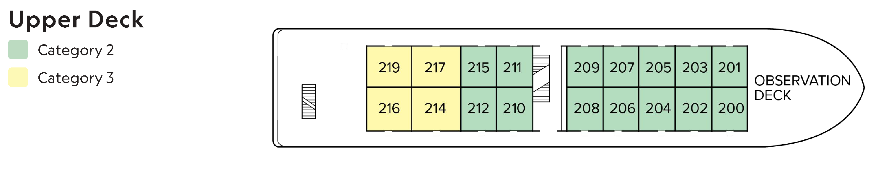 National Geographic Sea Bird, Deck 2: official cabin and venue layout