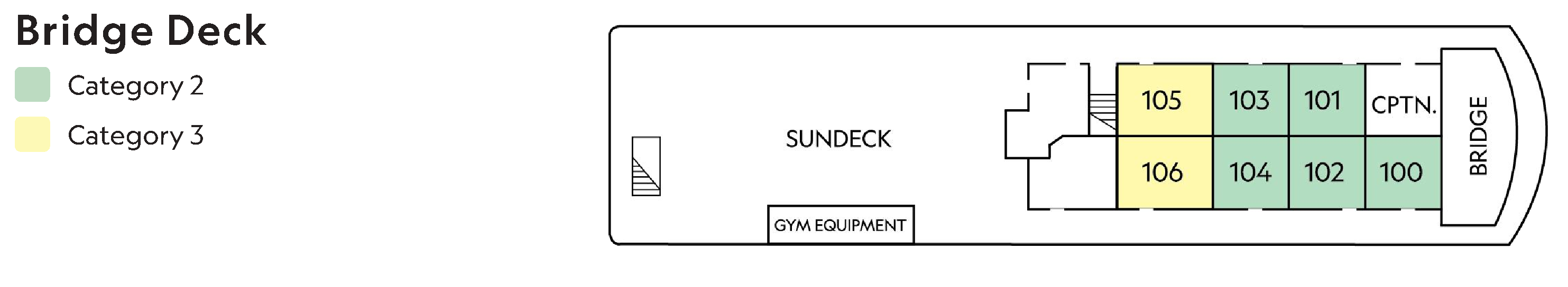 National Geographic Sea Bird, Deck 3: official cabin and venue layout