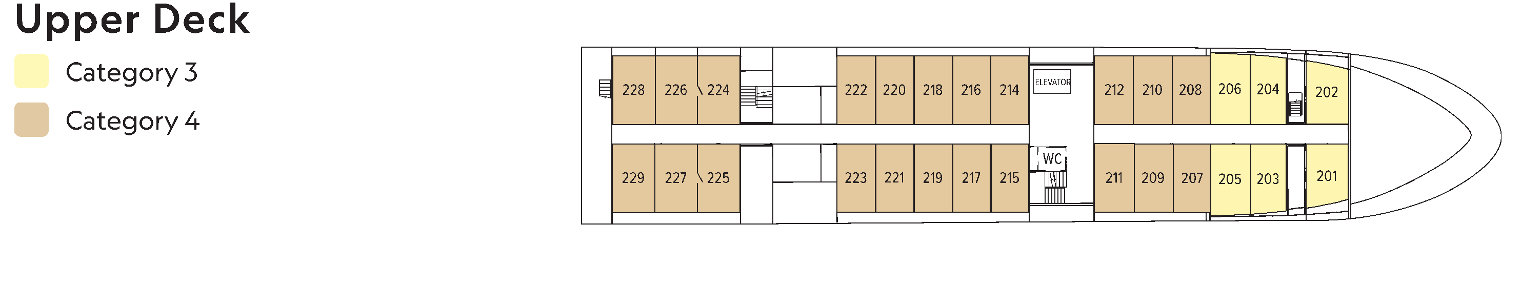 National Geographic Venture, Deck 2: official cabin and venue layout
