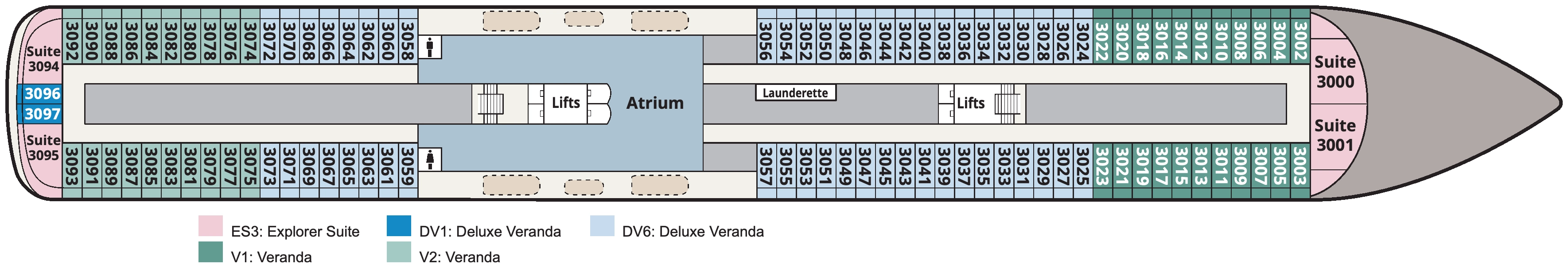 Viking Sky, Deck 3: official cabin and venue layout