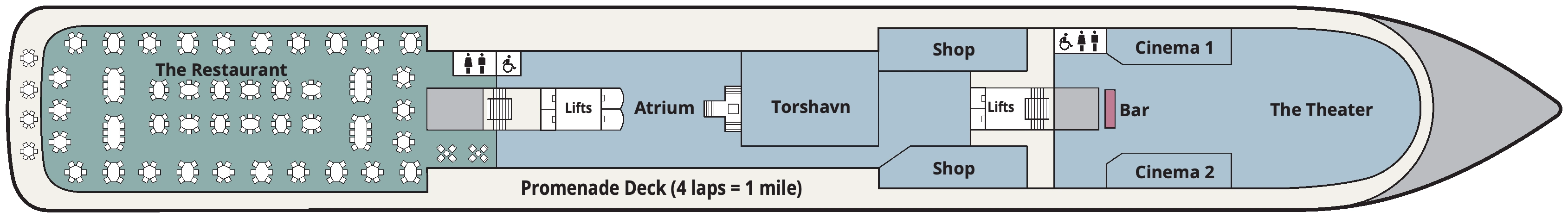 Viking Sky, Deck 2: official cabin and venue layout