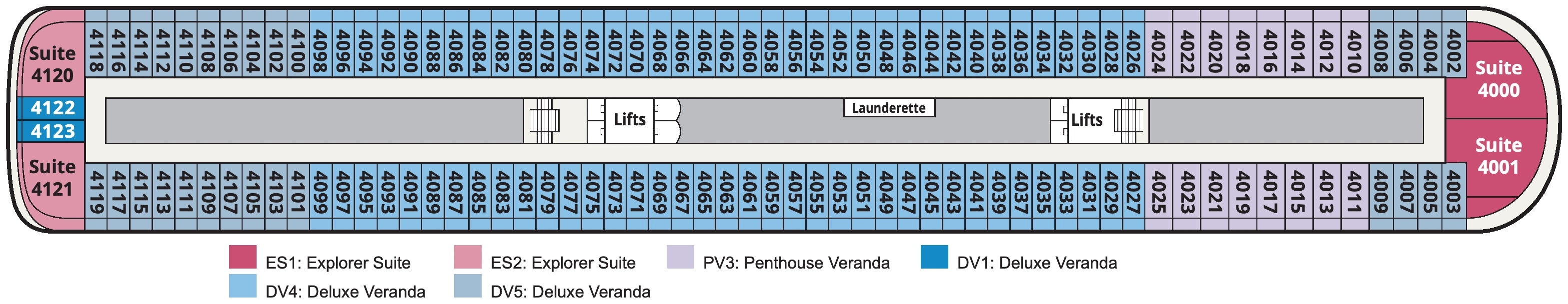 Viking Sky, Deck 4: official cabin and venue layout