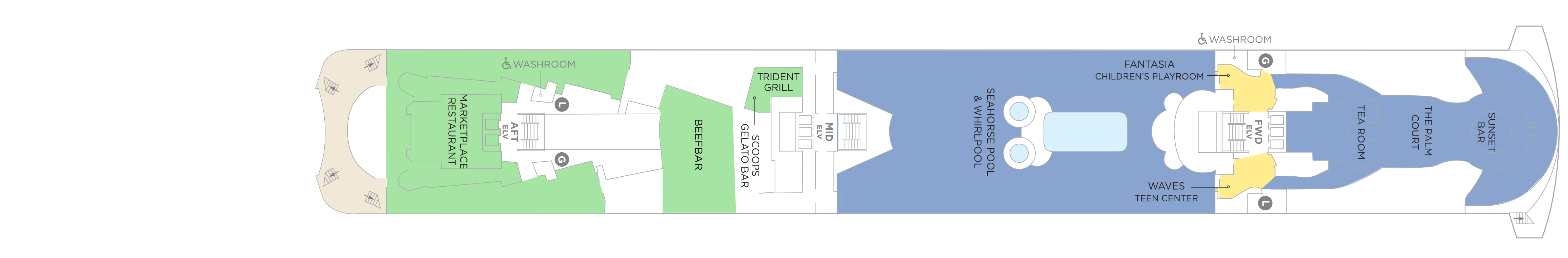 Crystal Serenity, Deck 12: official cabin and venue layout