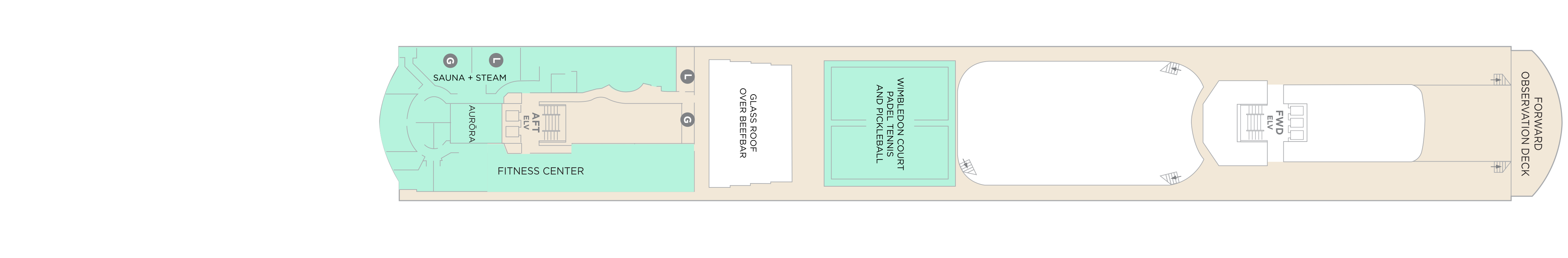 Crystal Serenity, Deck 13: official cabin and venue layout