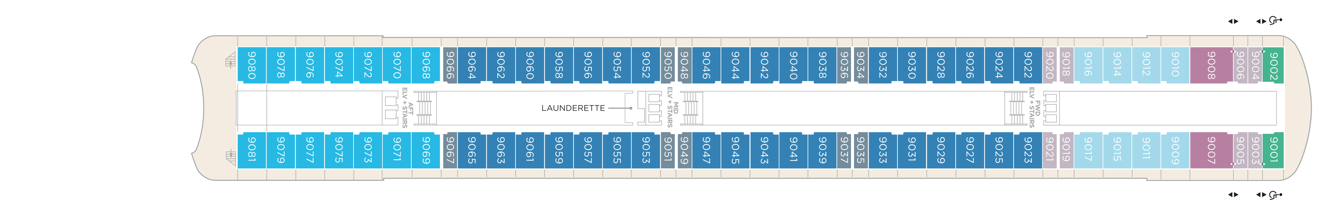 Crystal Serenity, Deck 9: official cabin and venue layout