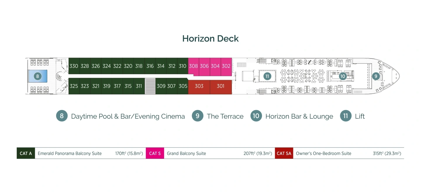 Emerald Lumi, Deck 3: official cabin and venue layout