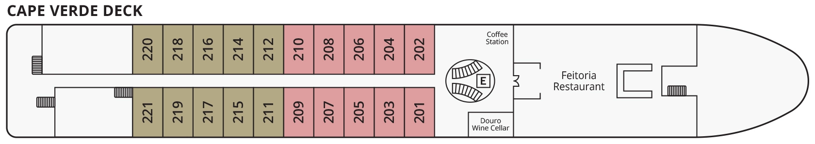 S.S. São Rafael, Deck 2: official cabin and venue layout