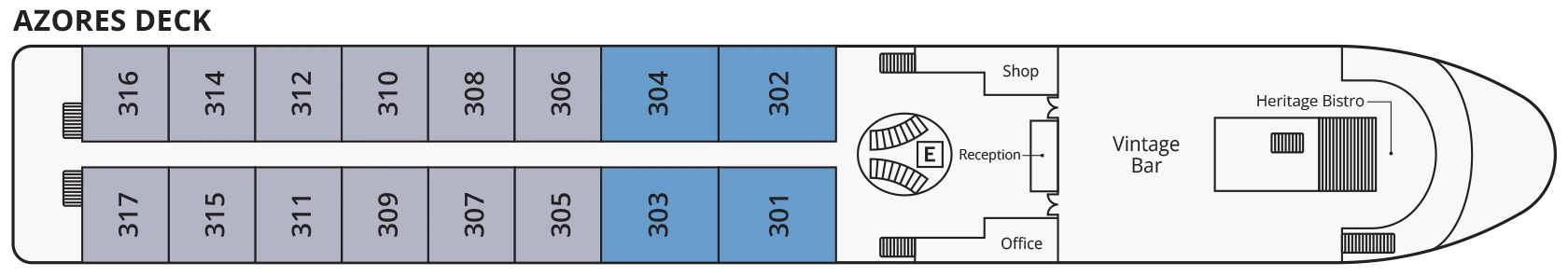 S.S. São Rafael, Deck 3: official cabin and venue layout