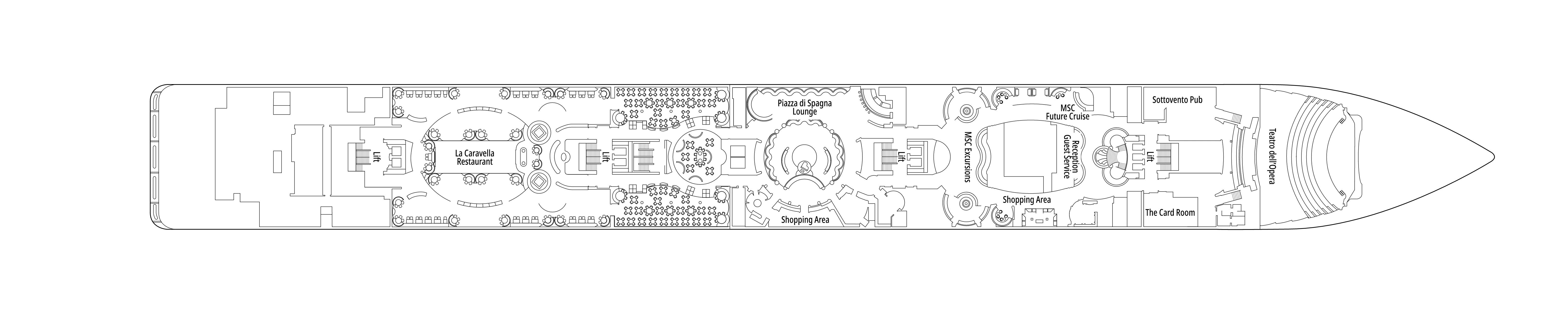 MSC Opera, Deck 5: official cabin and venue layout