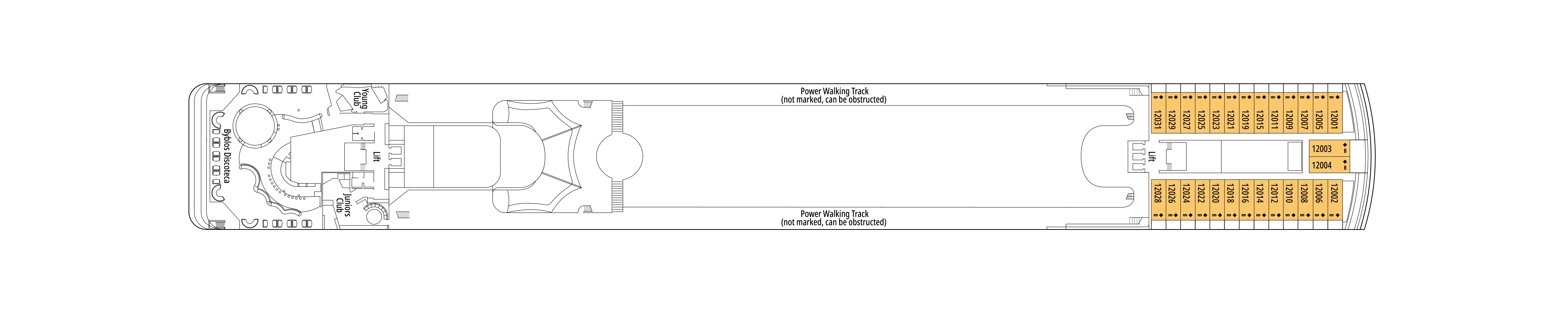 MSC Opera, Deck 12: official cabin and venue layout
