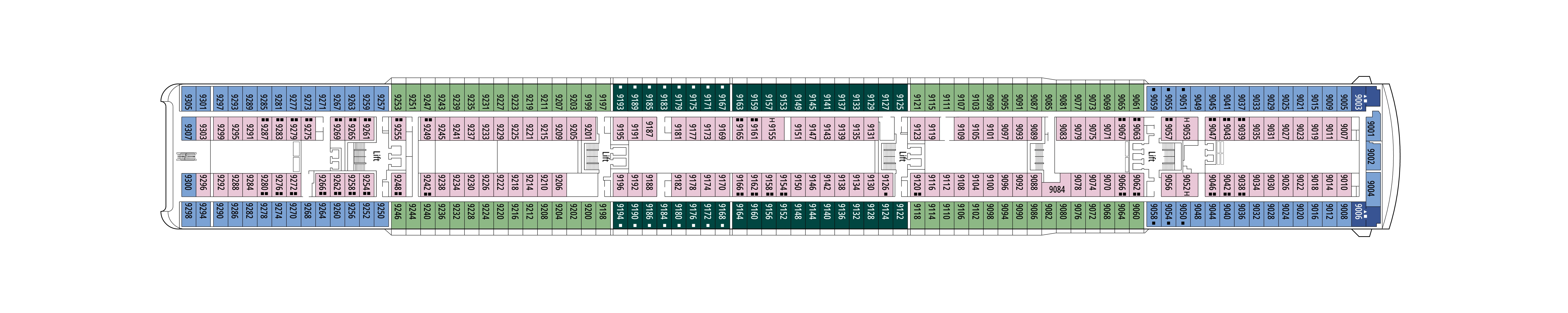 MSC Opera, Deck 9: official cabin and venue layout