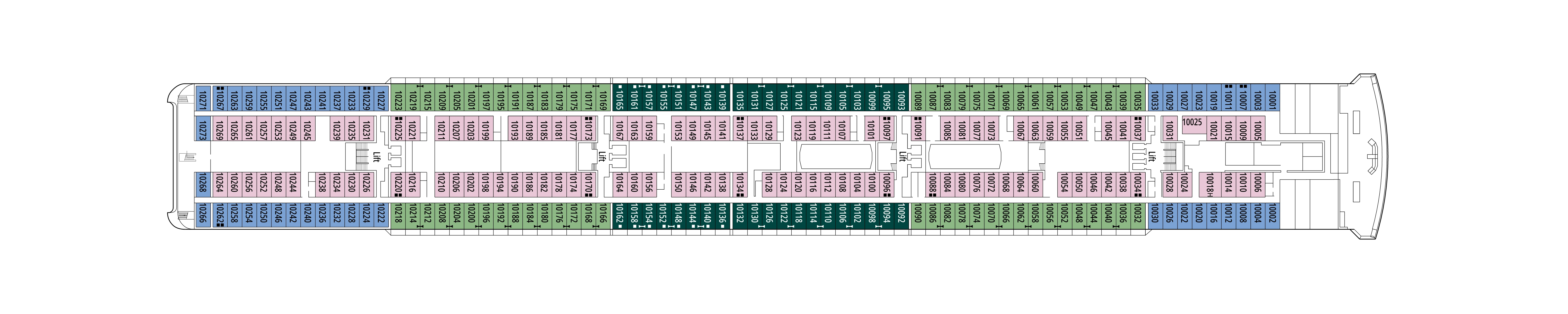 MSC Opera, Deck 10: official cabin and venue layout