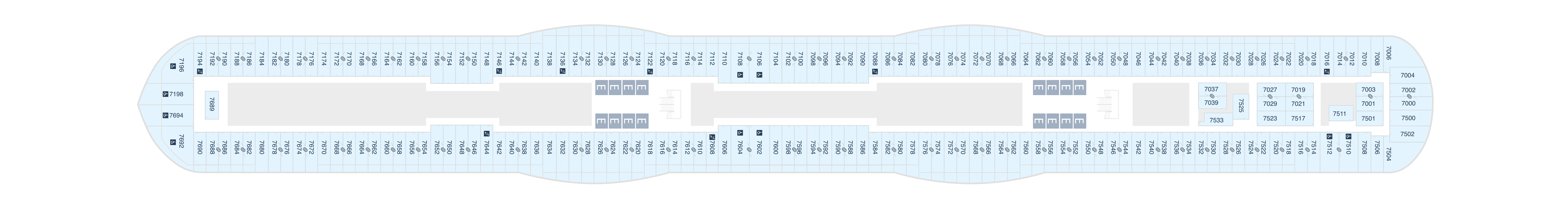 Disney Wish, Deck 7: official cabin and venue layout